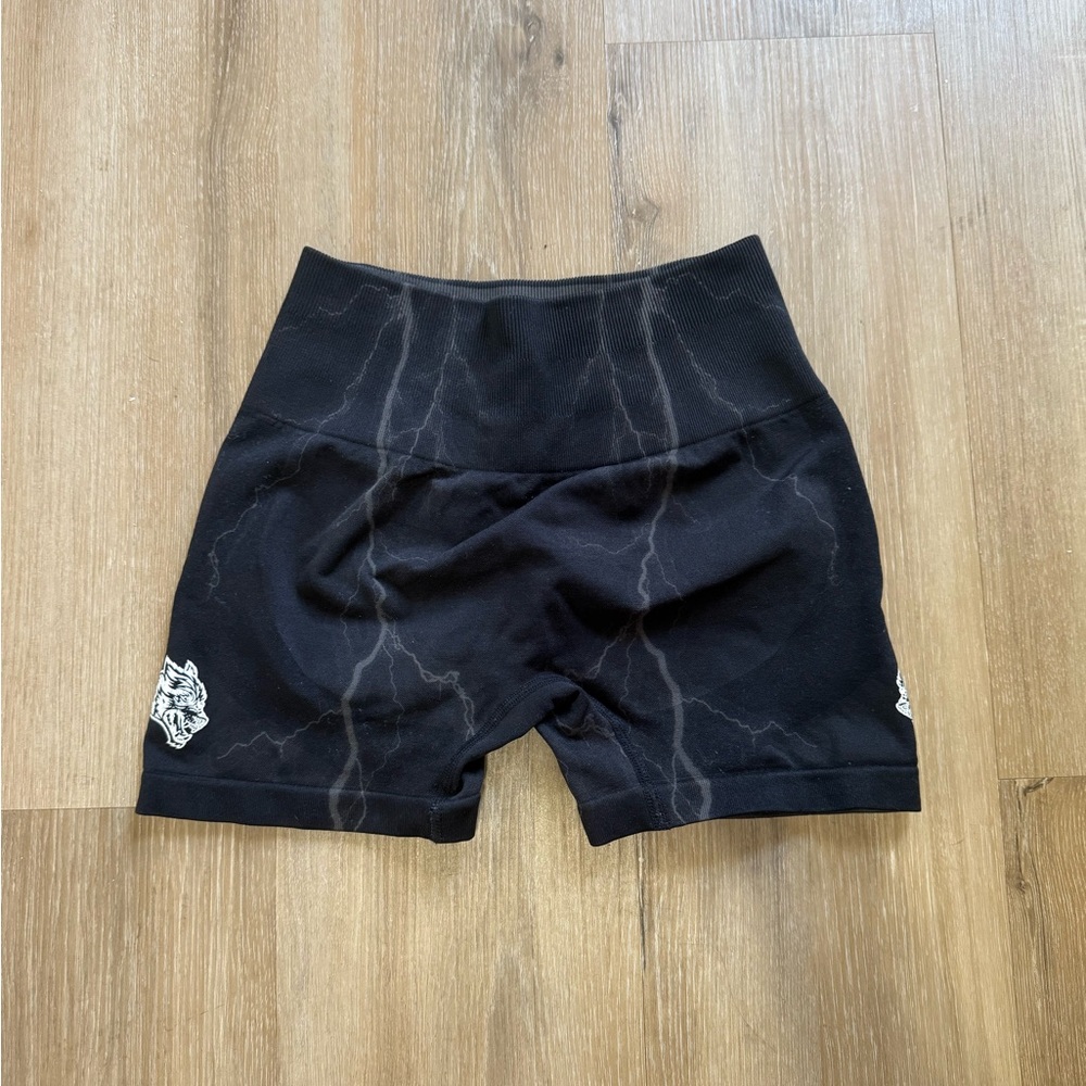 Darc Sport Black Athletic Shorts with Lightning Design